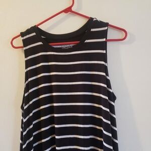 Womens time and tru black white stripes midi length dress xlarge